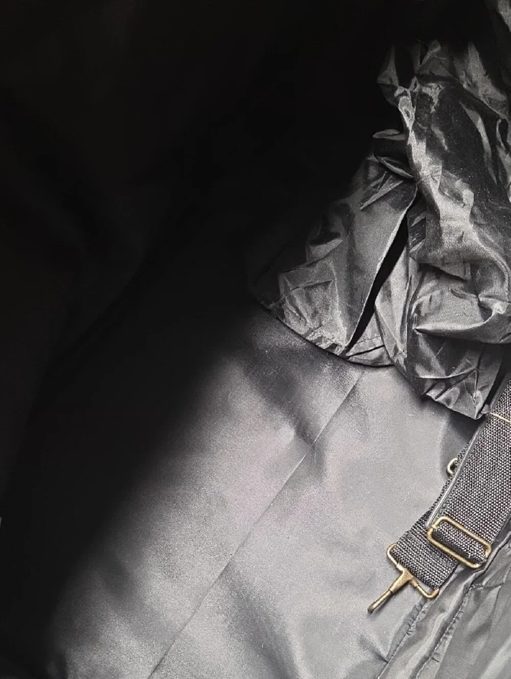 Black Leather Duffel Bag with Front Pockets - Unbranded